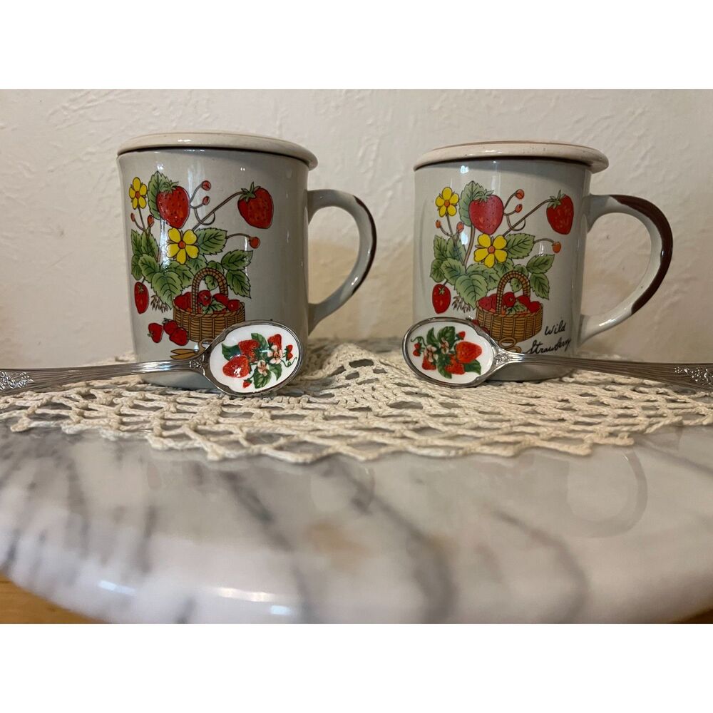 Vintage Wild Strawberry mugs
